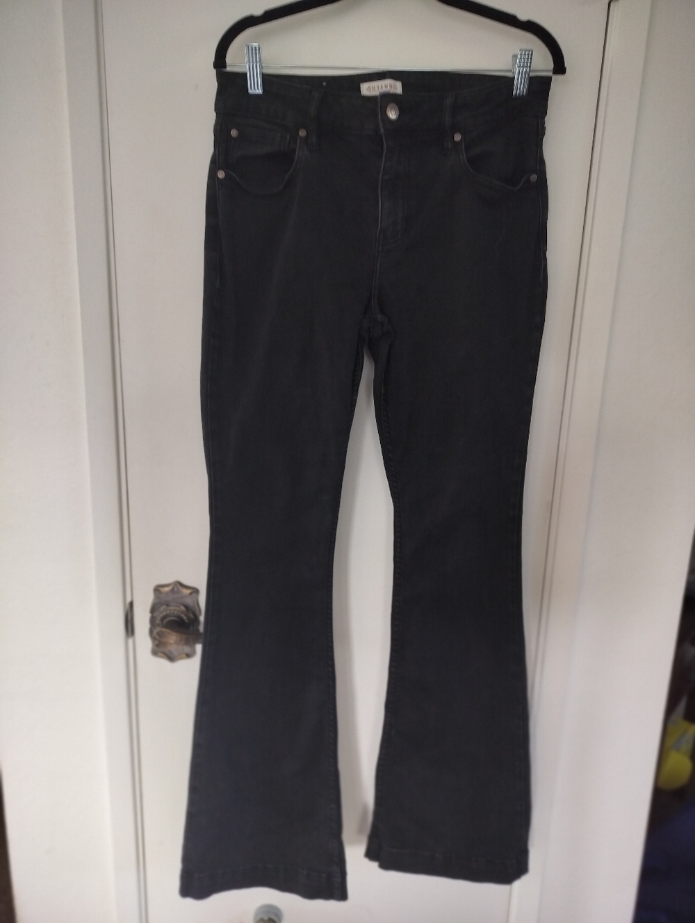 Shyanne Flare Jeans  Black Skinny Leg 30x34